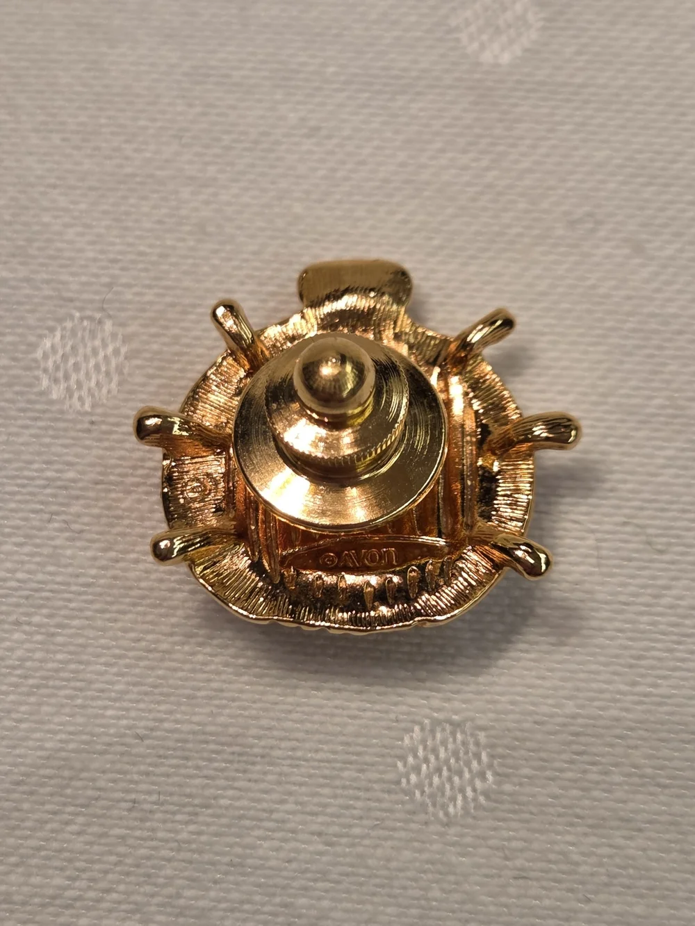 AVON Gold-Tone Ladybug Brooch with Red Crystal Spots - Picture 4 of 5